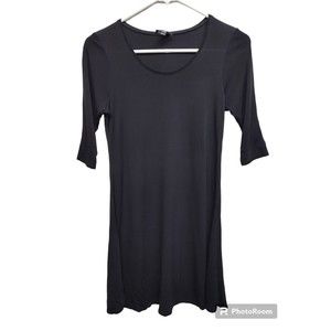 Eileen Fisher 100% Silk Dress 3/4 Sleeve Georgette Crepe Tunic Shift Size XS